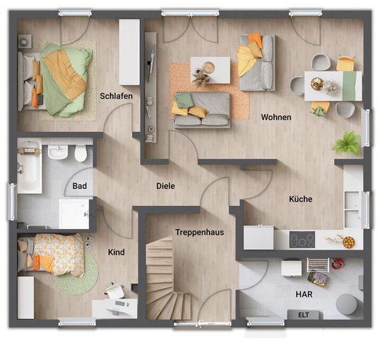 Grundriss Stadtvilla mit Einliegerwohnung
